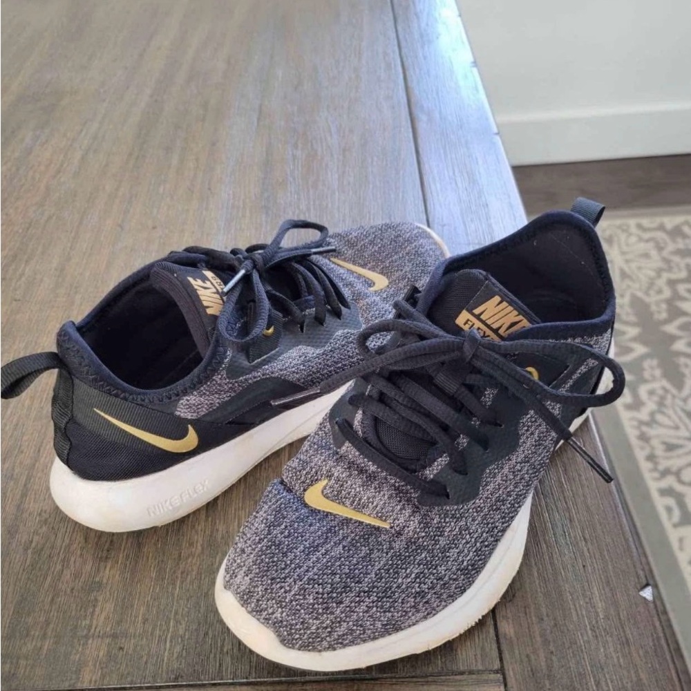 Nike Womens Black and Gold Sneakers
